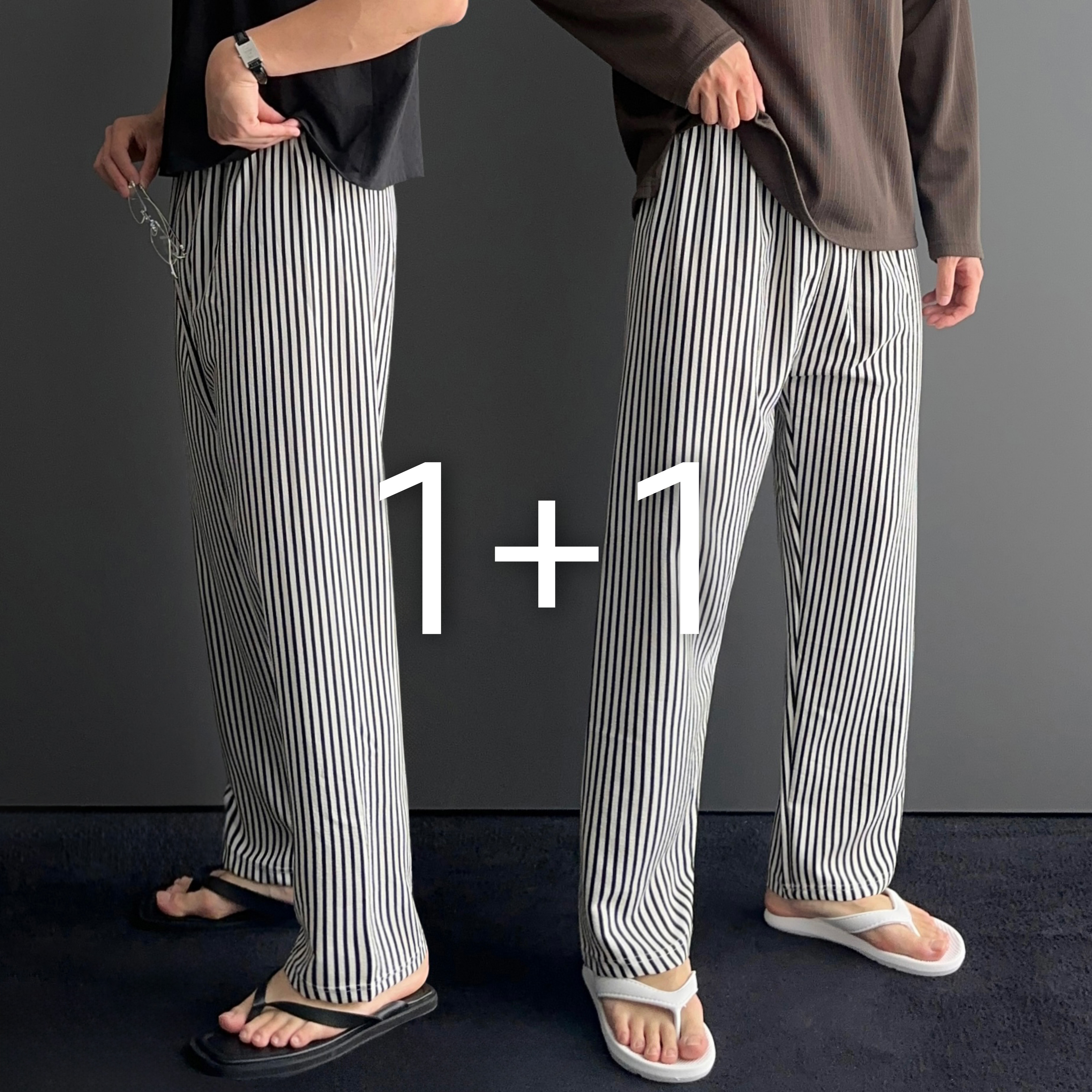 1+1 남자여름긴바지 남자시어서커팬츠 남성쿨팬츠 구김없는바지 - 상품 이미지