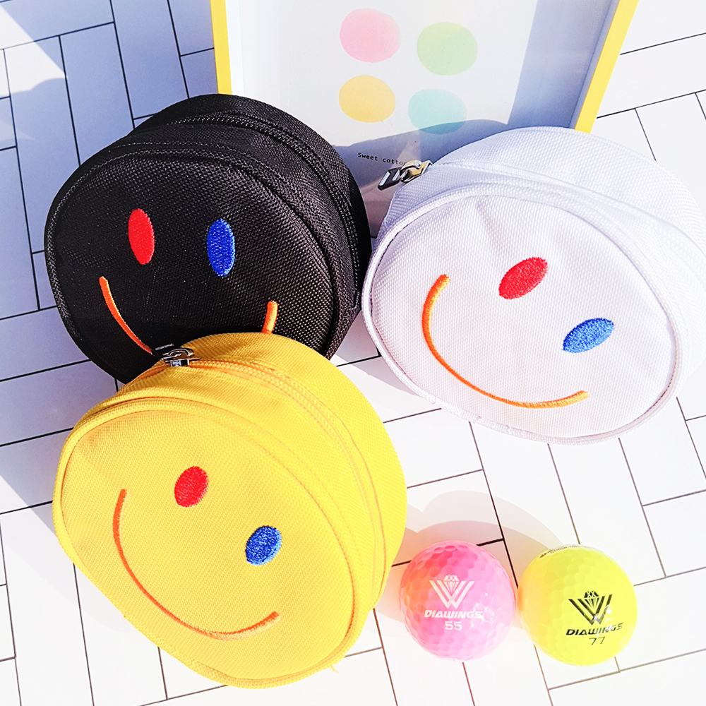 스마일 골프 볼 주머니 골프공 파우치 백 케이스 골프 힙색