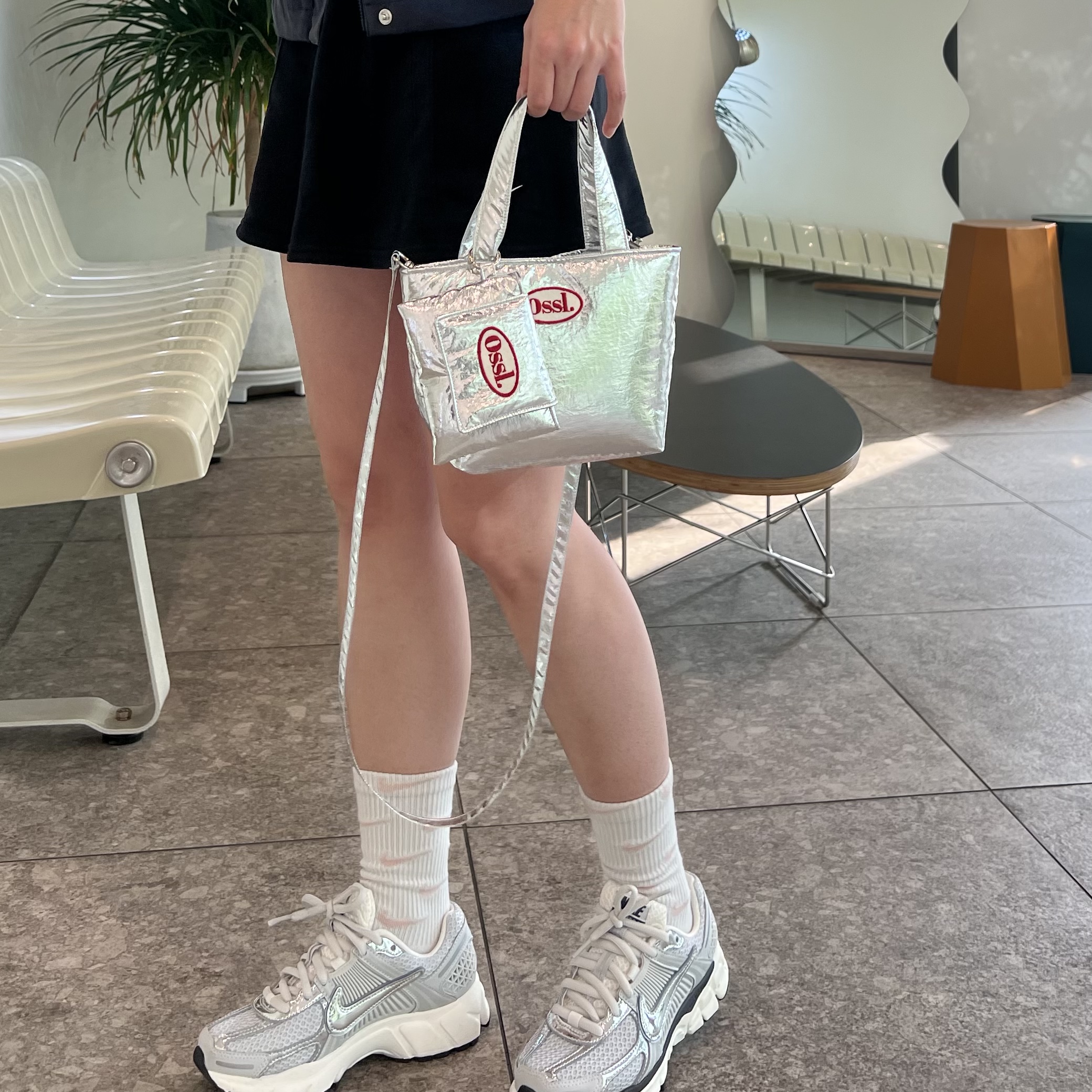 [Ossl] 오슬 Carino 미니토트백 + 카드지갑 크로스백 실버