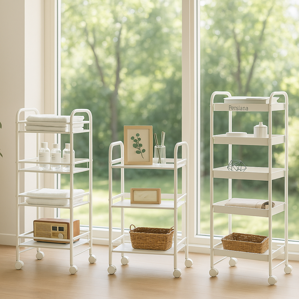 트롤리 3단 주방 철제 무빙 회전 카트 스텐 이동식 수납장 컬러