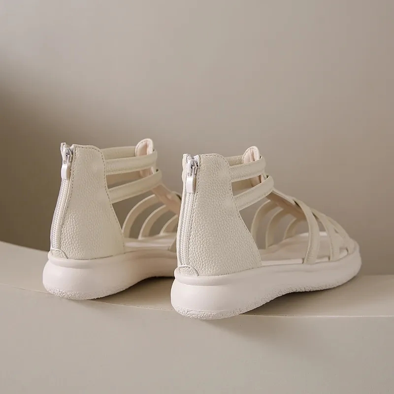 로마 샌들 2025 여름 패션 플랫 하이탑 슈즈 바캉스 WHITE : 리모주마켓