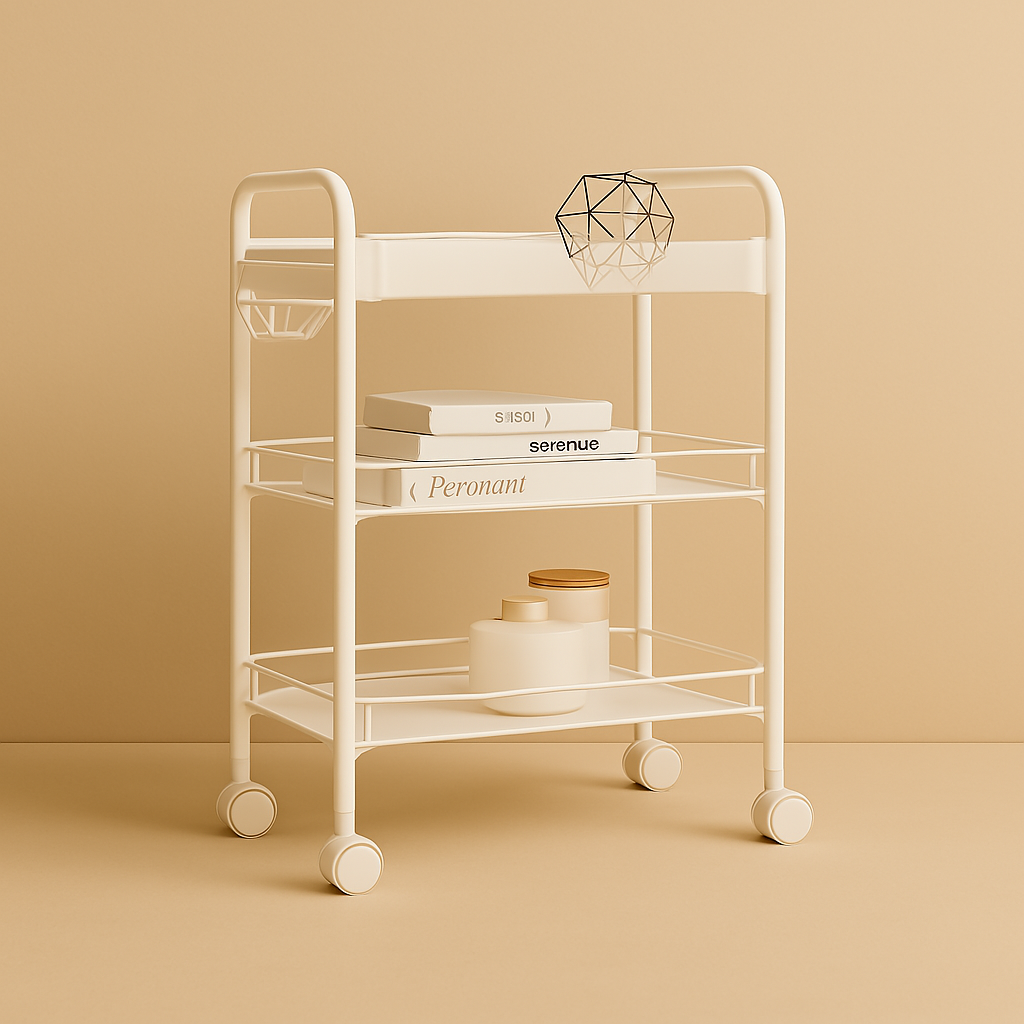 트롤리 3단 주방 철제 무빙 회전 카트 스텐 이동식 수납장 컬러