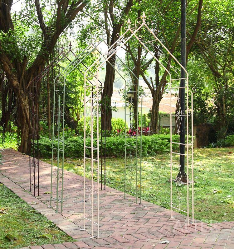 웨딩 아치 엔틱 철제 가든 테라스 꾸미기 휀스 빈티지 화이트 115x35x215cm - 상세 이미지 5