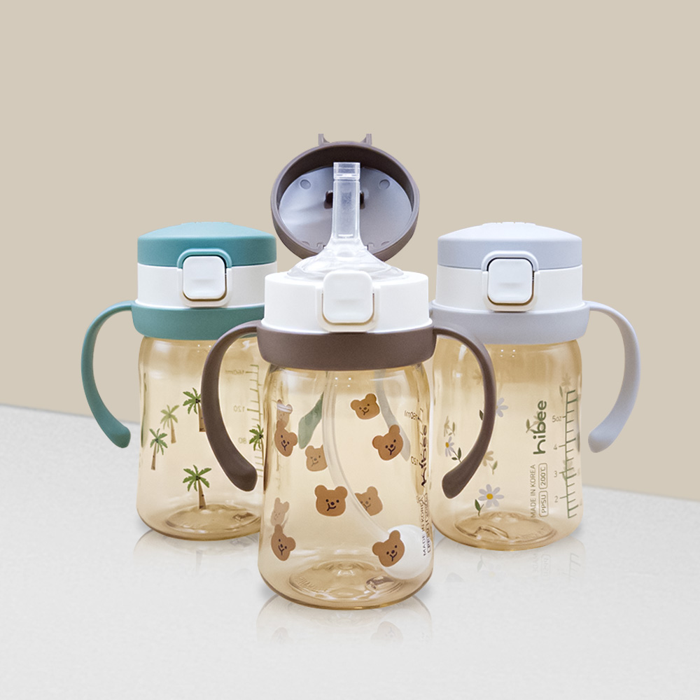 하이비 PPSU 에잇벤트 원터치 빨대컵 아기 어린이집 빨대2종 포함 170ml+270ml