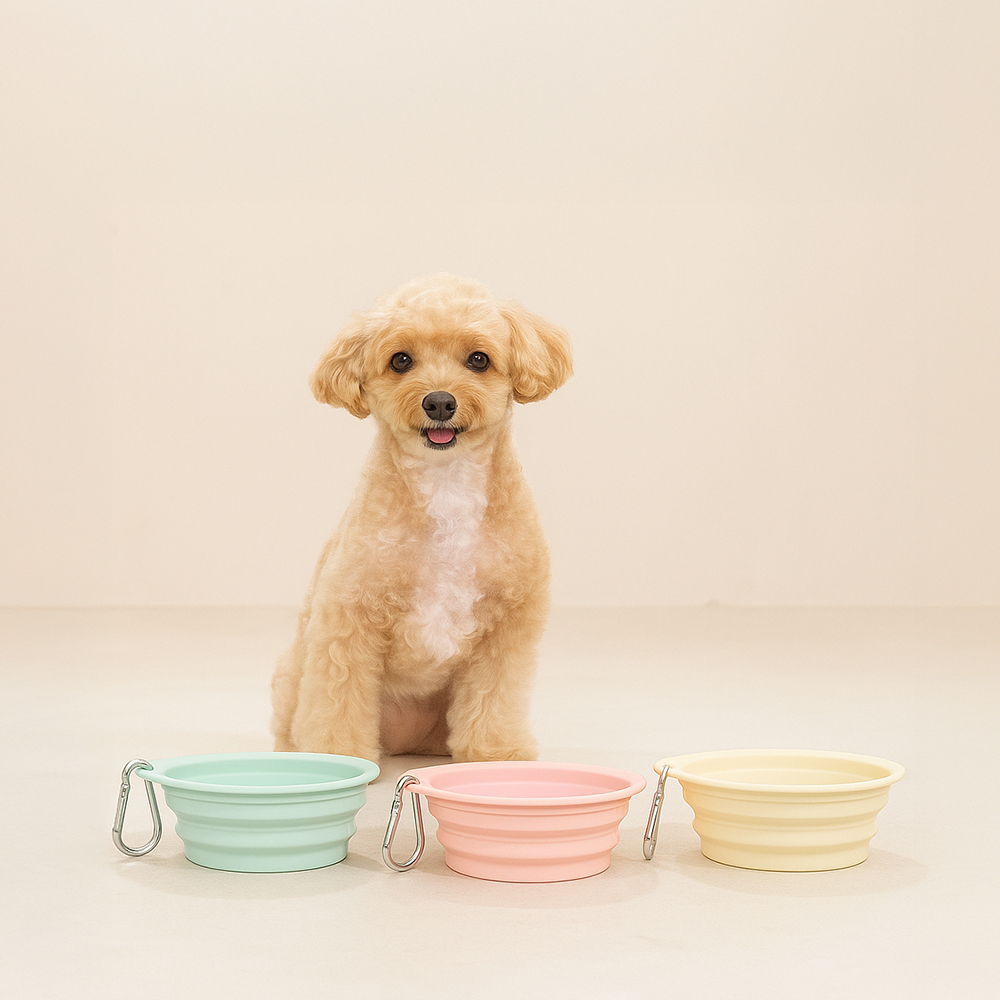 레토 강아지 물그릇 산책용 밥그릇 고양이 휴대용 접이식 실리콘 식기