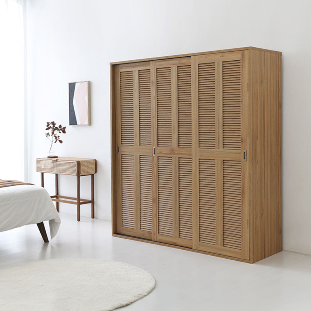 벨로인 슬라이딩 3문 옷장 WRM195179SD 1775x590x1950mm, 3단, 캄포어베니어 7780.4285 - 상세 이미지 3
