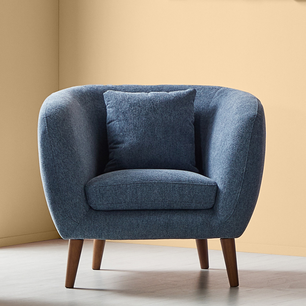 스코나 앨비언 패브릭 소파 카페 호텔 라운지 스툴미포함, 블루그레이, 1인용