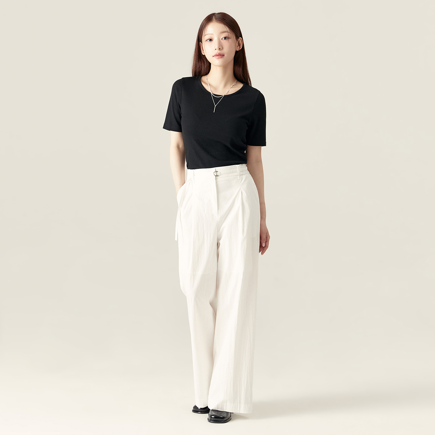 로엠 코튼 와이드 팬츠 RMTWF25R16