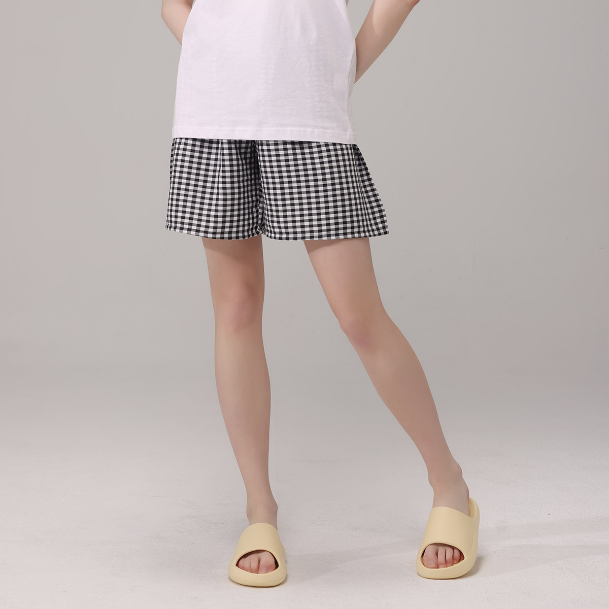 1+1 체크 5부 여름 파자마 실내복 수면바지 - 상세 이미지 5