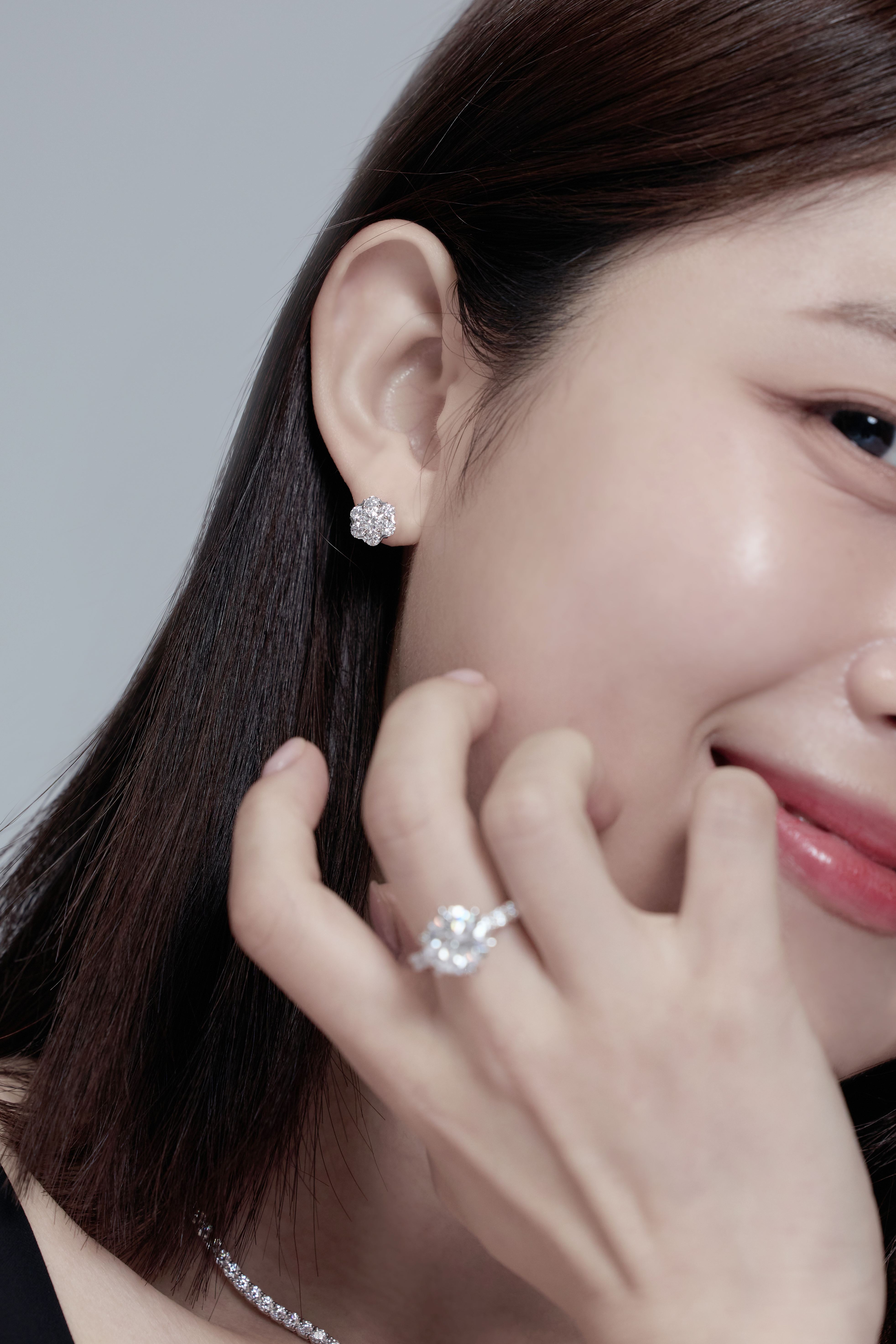 랩다이아몬드 꽃 침 귀걸이 랩다이아 모이사나이트 14k 18k - 상세 이미지 2
