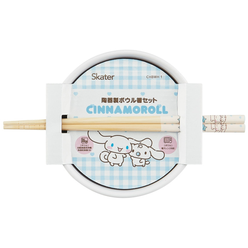 스케이터 산리오 시나모롤 캐릭터 도자기 돈부리 그릇 젓가락 세트 CHBWH1 - 주방·식기 - 하카타몰