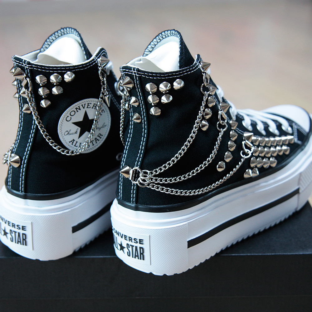 컨버스 리프트 더블 스택 스터드 & 체인 CONVERSE LIFT Double Stack with Studs & Chains 커스텀 컨버스