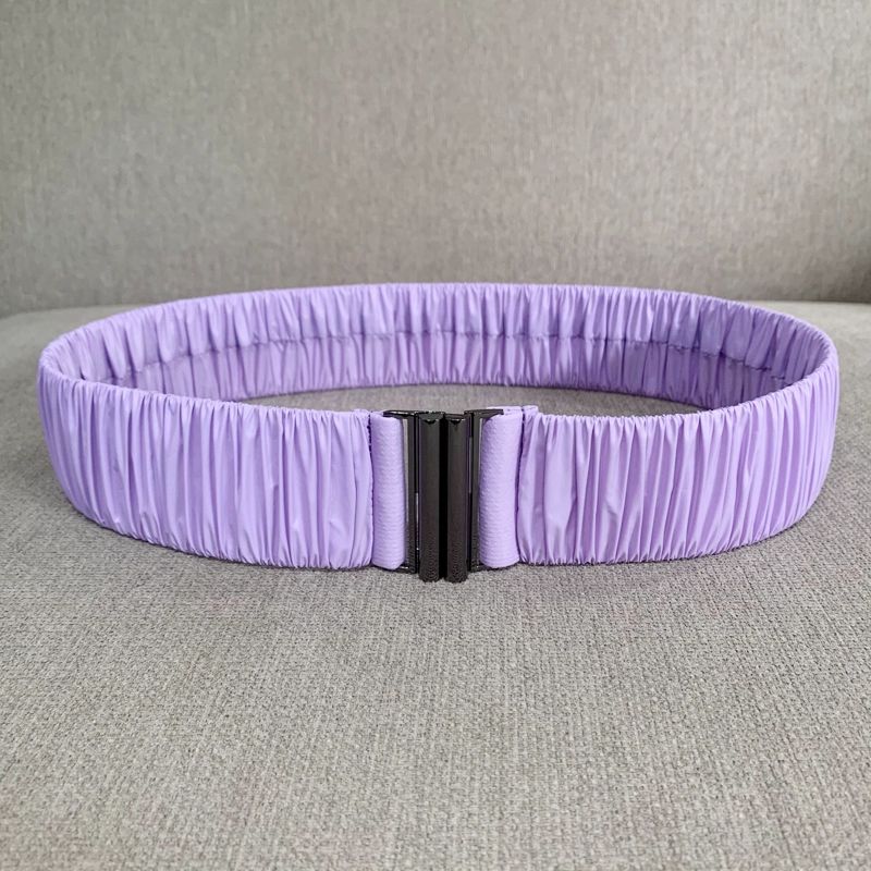 벨트 패딩 스판 셔링 탄성 여성용 주름 플라워 허리띠 검정 64cm - 상세 이미지 3