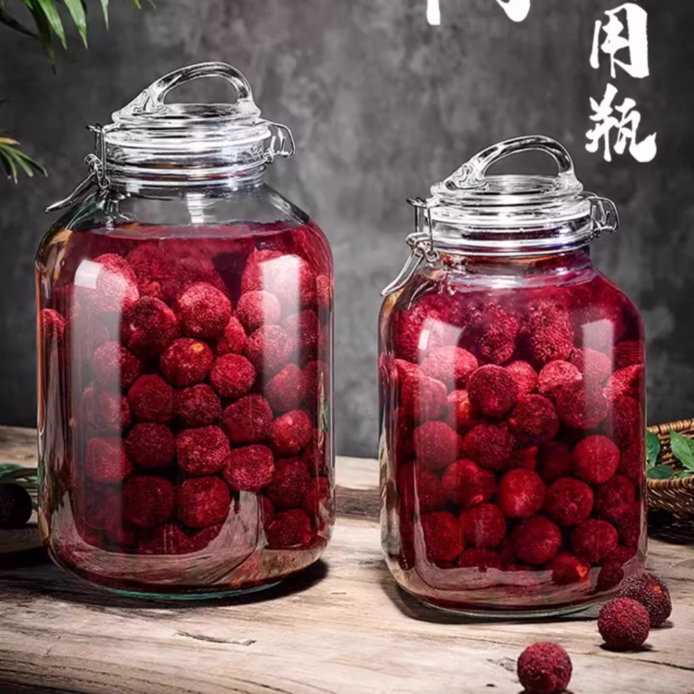 유리 밀봉 과일주 담금병 밀폐 진공 유리병 주류용기 다용도 저장용기 4kg 원형술가방 - 상세 이미지 2