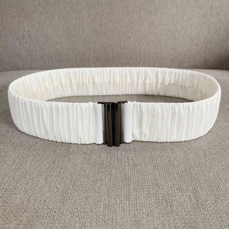 벨트 패딩 스판 셔링 탄성 여성용 주름 플라워 허리띠 검정 64cm - 상품 이미지
