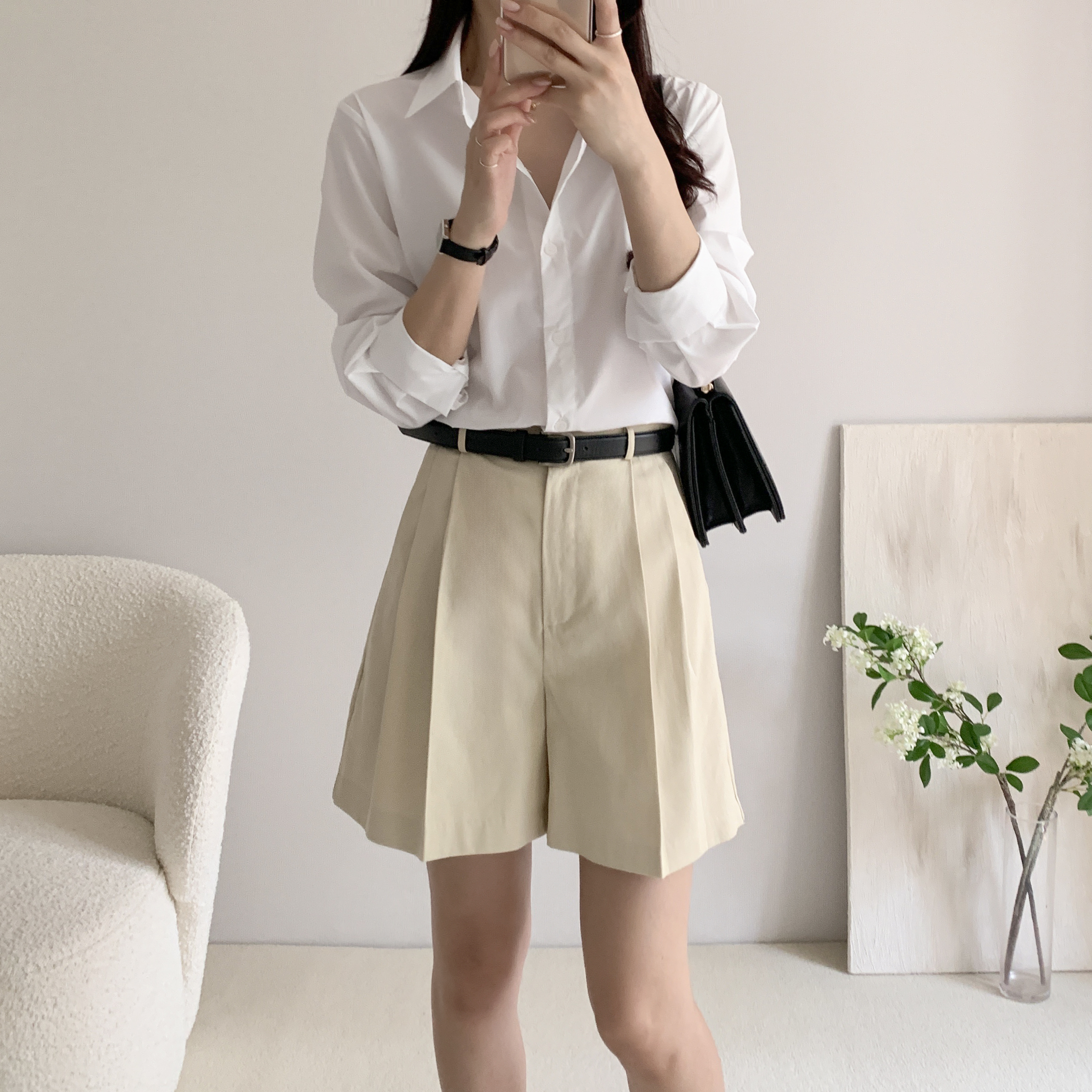 버뮤다팬츠 A라인반바지 핀턱반바지 이미지 7