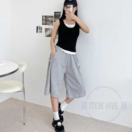 아이템하이브OEM 여성 와이드 트레이닝 반바지 홈웨어반바지