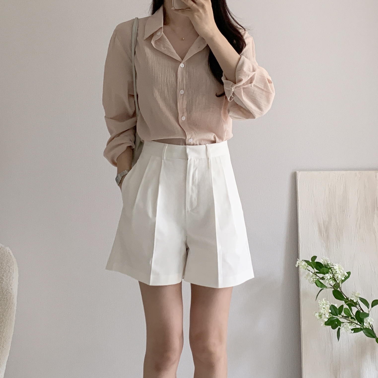 A라인반바지 버뮤다팬츠 핀턱반바지 - 상세 이미지 3