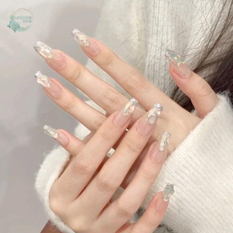 여성 탈착식 화이트닝 네일아트 짧은 매니큐어 네일 하이 웨어러블 : 유니원원