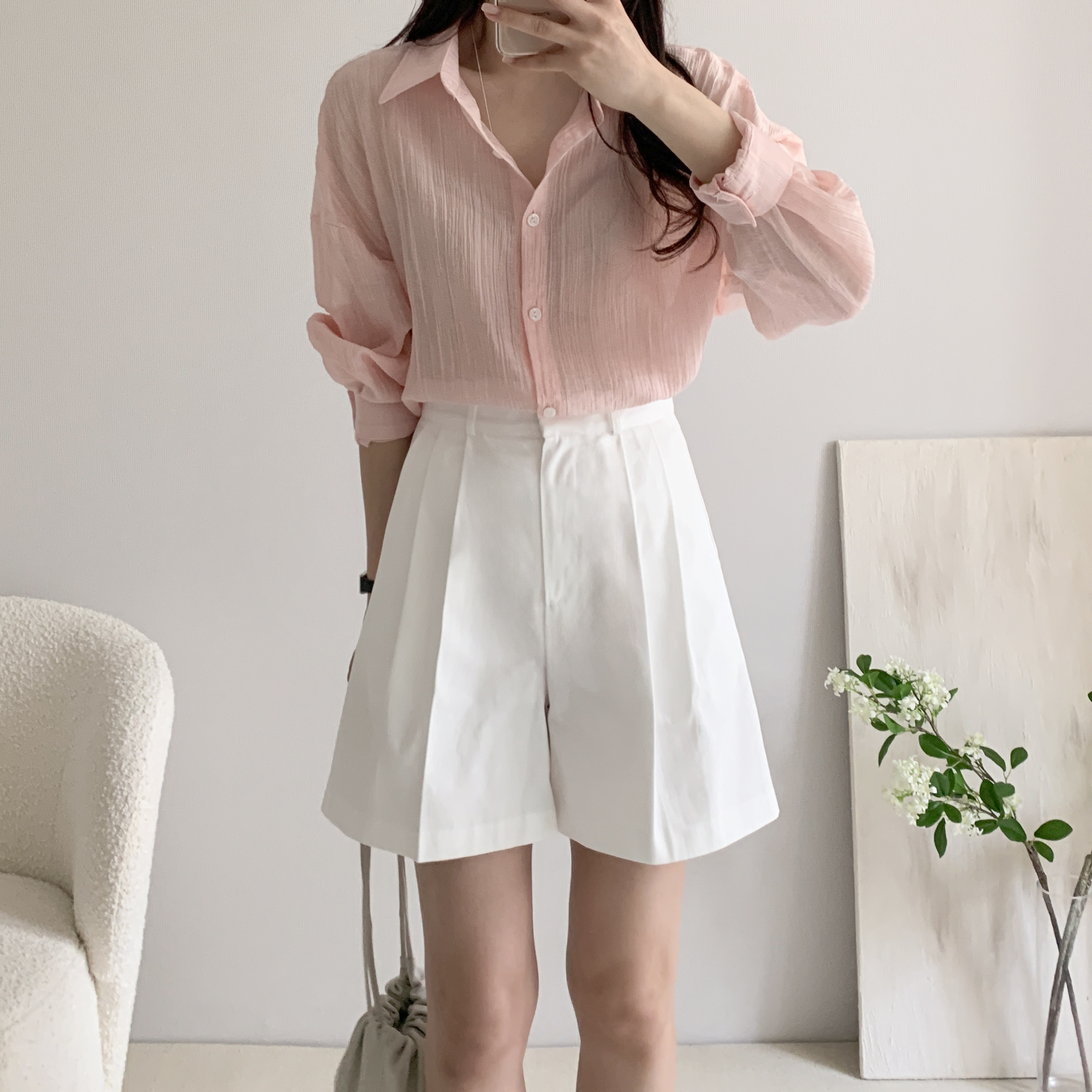 버뮤다팬츠 A라인반바지 핀턱반바지 - 상세 이미지 3