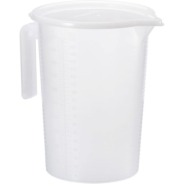 PATIKIL 비커 실험용 실험실 준비 계량 파티킬 졸업 5000ml PP 플라스틱 액체 계량컵 양면 눈금 손잡이 뚜껑과 주방 가정용 : 부자고래10호점