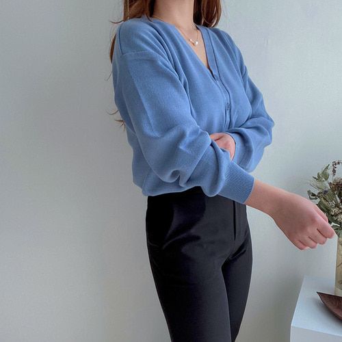 겨울 간절기가디건 브이넥 검정 베이지 레드 가디건 빅사이즈가디건 - 상품 이미지