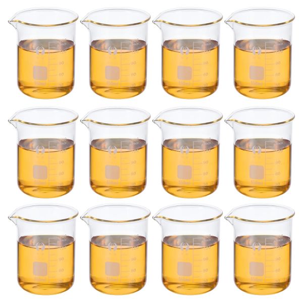 PATIKIL 비커 실험용 실험실 계량 준비 파티킬 150ml 저형 유리 12개 세트 3 붕사 눈금 인쇄 계량컵 포함 주방 액체용 : 부자고래10호점