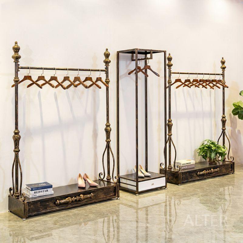 의류 매장 행거 스탠드 옷걸이 레트로 진열대 엔틱 철제 100x175cm - 상세 이미지 2