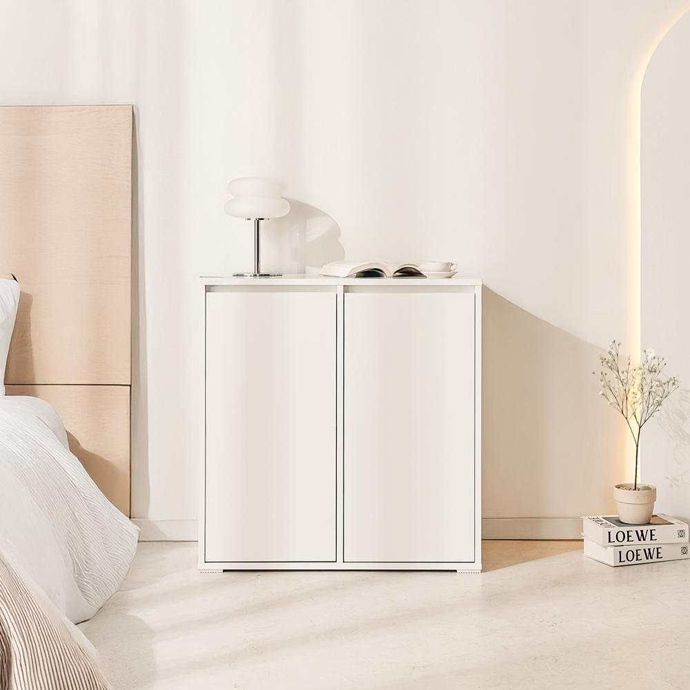 무드인 맘마존 공간분리 거실 모듈 턴테이블 침대옆 LP 수납장 800x400x825mm, 2단, 화이트 - 상품 이미지