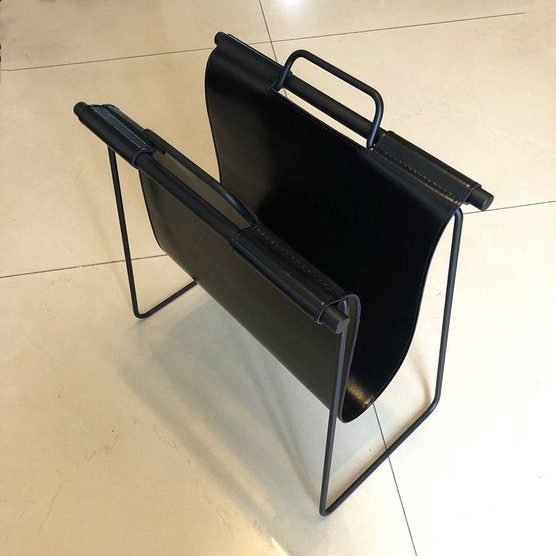 잡지꽂이 철제 가죽 매거진랙 신문꽂이 북선반 그린 48.5x24x44cm - 상세 이미지 4