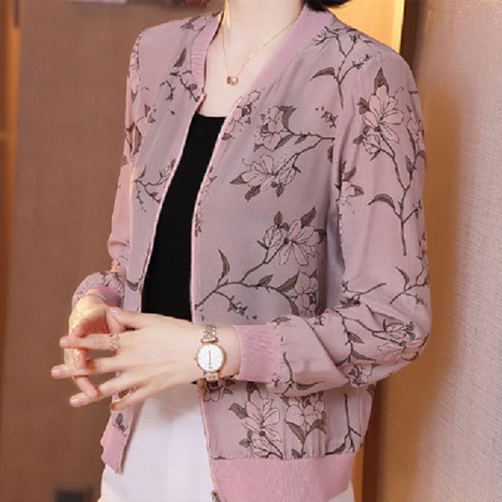 자켓 여자 여성 가을 봄 간절기 재킷 캐쥬얼 데일리 30대 중년 집업 메쉬 여름 꽃무늬 - 상품 이미지