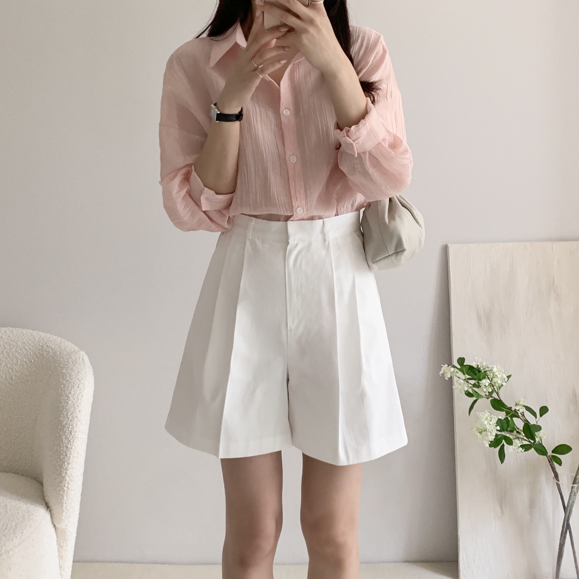 버뮤다팬츠 A라인반바지 핀턱반바지 - 상세 이미지 4