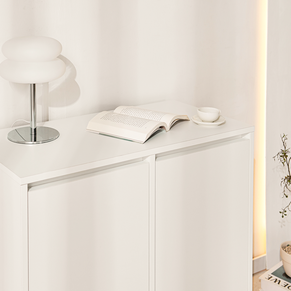 무드인 맘마존 공간분리 거실 모듈 턴테이블 침대옆 LP 수납장 800x400x825mm, 2단, 화이트 - 상세 이미지 5