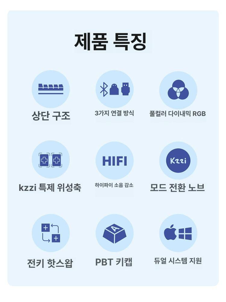 KZZI 0 무선 소형 기계식 키보드 블루투스 저소음 타건감 우수 퍼플-상봉축 - 상세 이미지 3