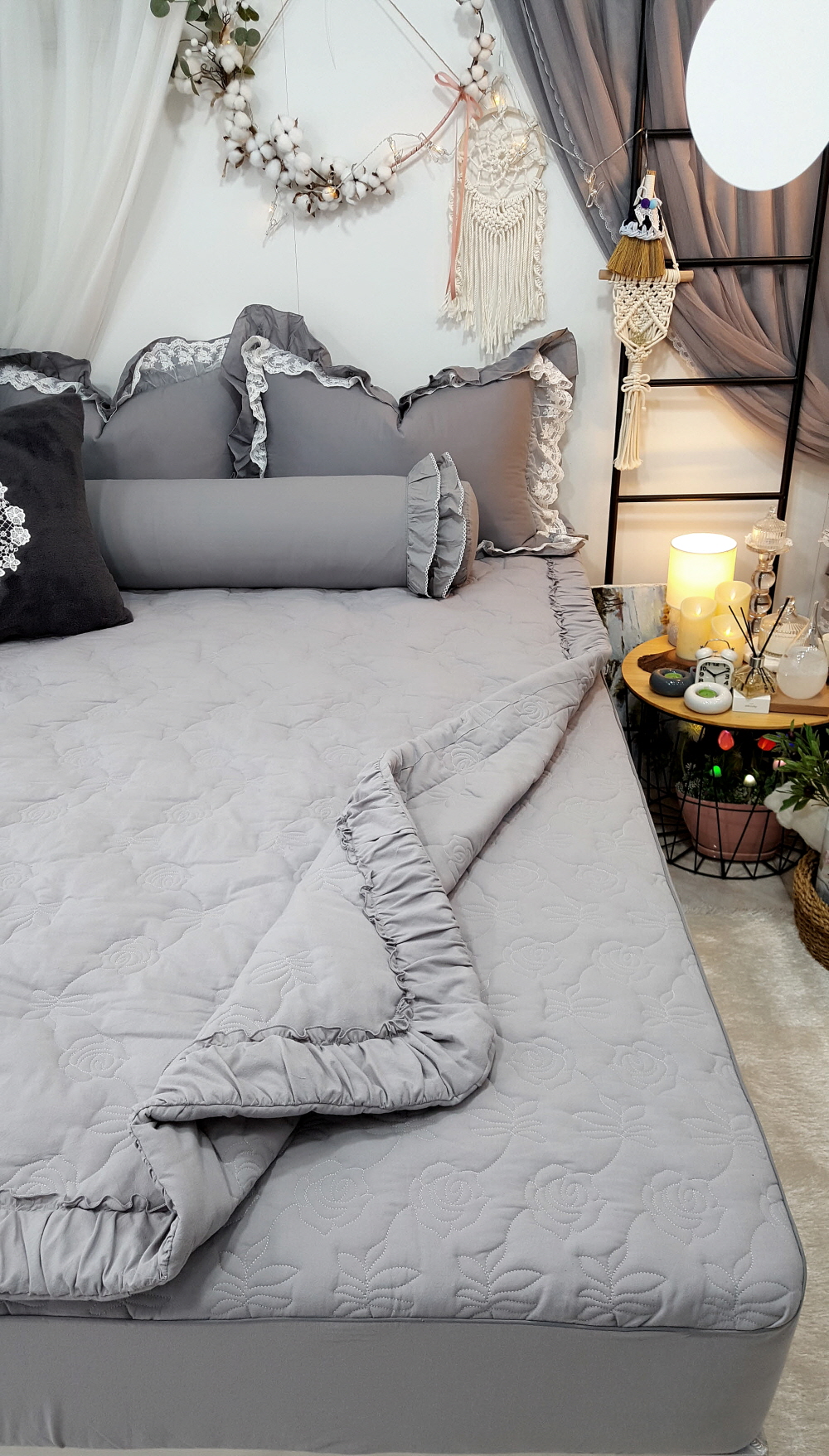 오월 누빔 침대패드 슈퍼싱글 퀸 킹 매트리스커버 침대커버 맞춤