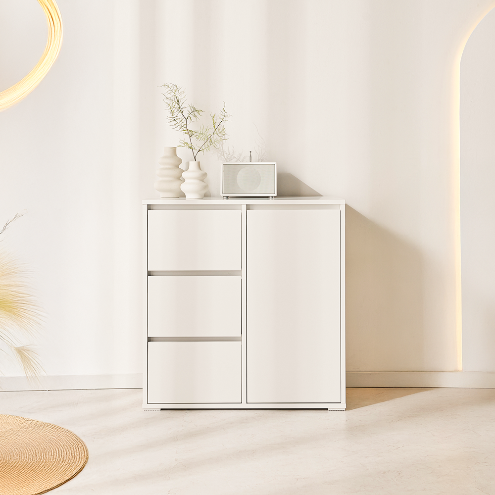 무드인 거실모듈 서랍형 침대옆 LP 옷 높은 안방 수납장 800x400x825mm, 3단, 버터옐로우