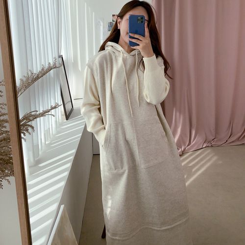 레이어드 후드 맨투맨 기모 원피스 뷔스티에롱원피스 - 상세 이미지 4