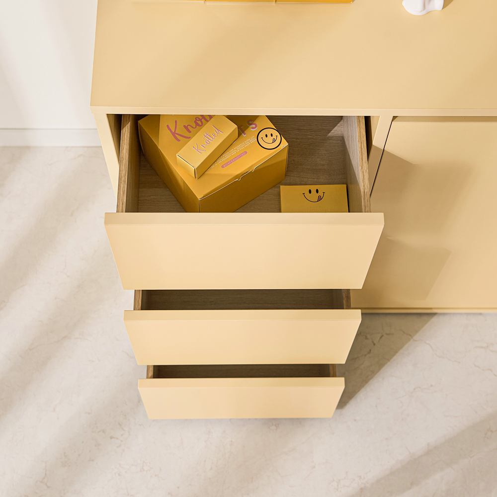 무드인 거실모듈 서랍형 침대옆 LP 옷 높은 안방 수납장 800x400x825mm, 3단, 화이트