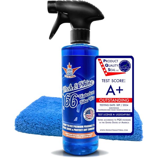 워시앤샤인 66 WATERLESS 오토바이 청소기 | 미국산 울트라 샤인 이펙트 모든 표면을 위한 디테일 워시 스프레이 16 fl.oz 16 fl oz + 1... 