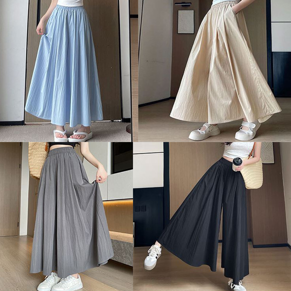 여성 치마 바지 간절기 여자 쿨링 와이드 밴딩 롱스커트