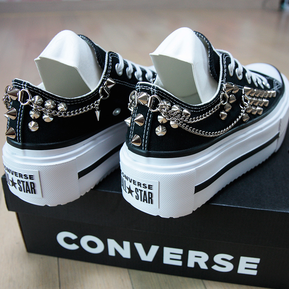 컨버스 리프트 더블 스택 로우탑 스터드 & 체인 CONVERSE LIFT Double Stack with Studs & Chains 커스텀 컨버스