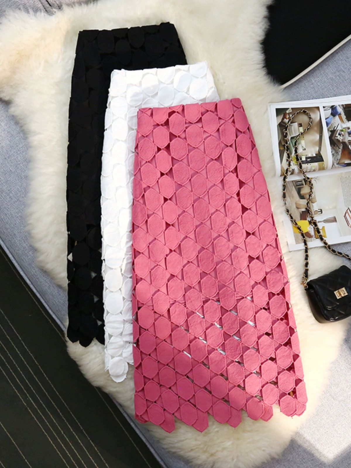 메쉬스커트 핑크치마 화이트스커트 A라인 여성용 그물 흰색 S 추천 40~45kg - 상품 이미지