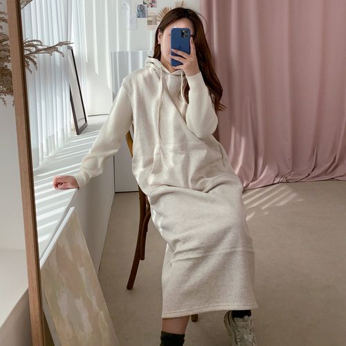 레이어드 후드 맨투맨 기모 원피스 뷔스티에롱원피스 - 상세 이미지 3