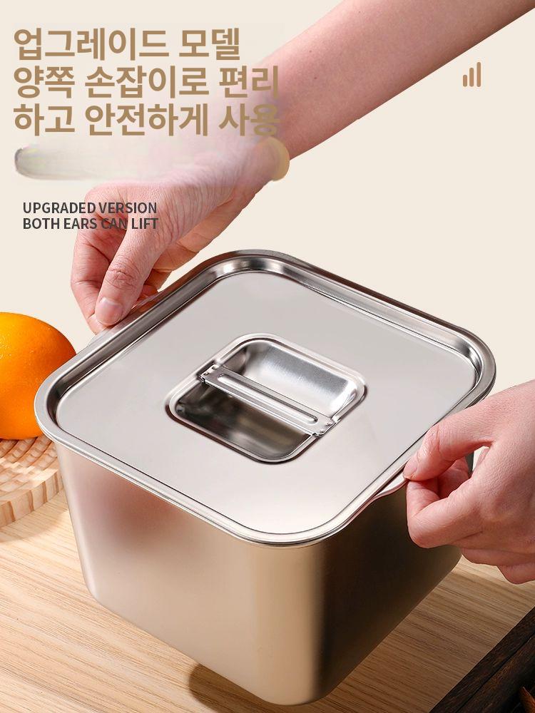 스테인 양념통 세트 밀폐 스텐 조미료통 주방 반찬통 소스 20CM 특두꺼운 양손손잡이 이미지 6