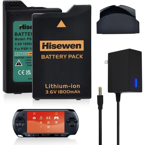 Hisewen PSP 1000 배터리 2팩 및 소니 PSP-110용 고속 충전기 1001 1002 1003 1004 1005 1006 1007 1008 1010 Fat : 케이14상점