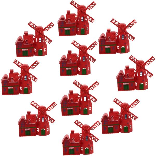 요정 정원의 미세 경관과 탁상 장식을 위한 10pcs 미니어처 풍차 모델 장난감 빈티지 농가 장식 및 하우스 조각상 : 행복한형제들