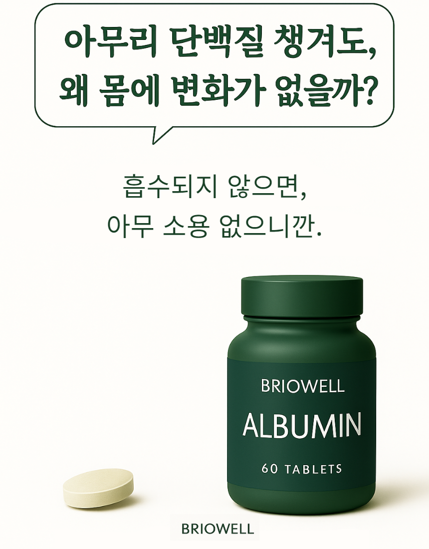 알부민 먹는 효능 효과 난백분 정 600mg 120정 4개월분 브리오웰 - 상세 이미지 3