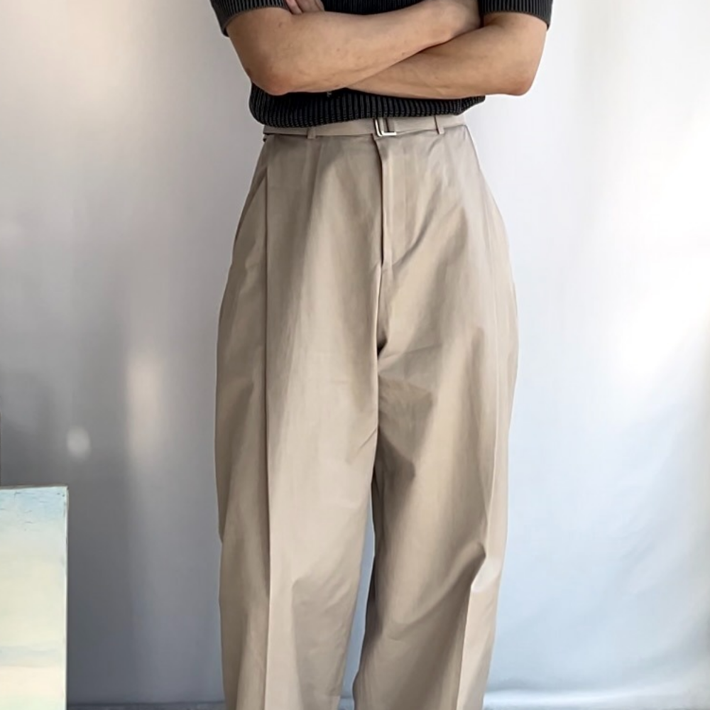 치노팬츠 세미와이드슬랙스 원턱 사계절 벨트 슬랙스 - 상세 이미지 4