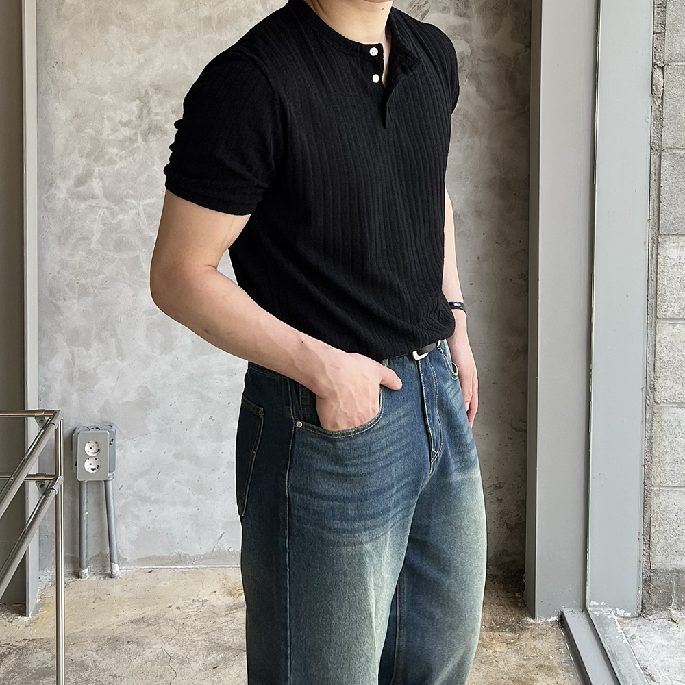헨리넥반팔 머슬핏반팔 헨리넥티셔츠 이미지 6