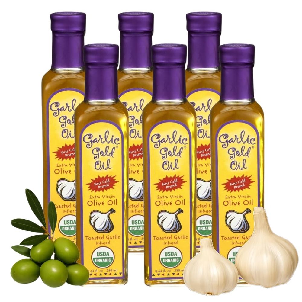 (Garlic Gold) 갈릭골드 오가닉 엑스트라버진 올리브오일 인퓨즈드 위드 갈릭 250mL 2팩(A2562-4) 마늘 8.44 Fl Oz (2팩) : 글로비아 셀렉트